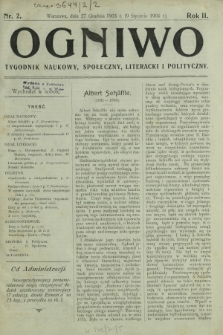 Ogniwo : tygodnik naukowy, społeczny, literacki i polityczny. R. 2, Nr 2 (27 grudnia 1903/9 stycznia 1904)