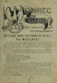 Goniec Obozowy : wiadomości dla internowanych R. 1, Nr 1 (1 września 1940)