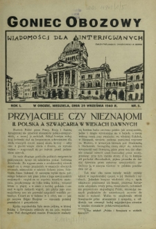 Goniec Obozowy : wiadomości dla internowanych R. 1, Nr 5 (29 września 1940)