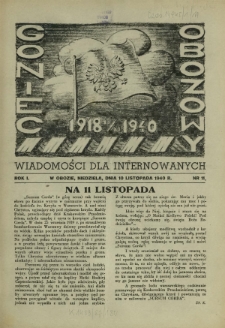 Goniec Obozowy : wiadomości dla internowanych R. 1, Nr 11 (10 listopada 1940)