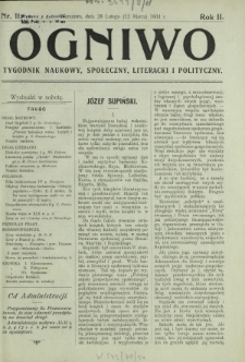 Ogniwo : tygodnik naukowy, społeczny, literacki i polityczny. R. 2, Nr 11 (1928 lutego/12 marca 04)