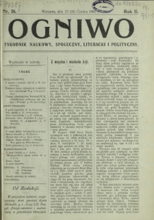 Ogniwo : tygodnik naukowy, społeczny, literacki i polityczny. R. 2, Nr 26 (12/25 czerwca 1904)