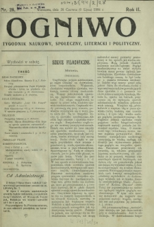 Ogniwo : tygodnik naukowy, społeczny, literacki i polityczny. R. 2, Nr 28 (26 czerwca/9 lipca 1904)