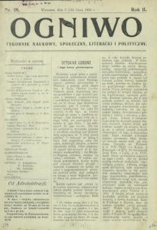 Ogniwo : tygodnik naukowy, społeczny, literacki i polityczny. R. 2, Nr 29 (3/16 lipca 1904)