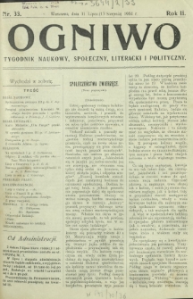 Ogniwo : tygodnik naukowy, społeczny, literacki i polityczny. R. 2, Nr 33 (31 lipca/13 sierpnia 1904)