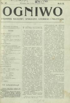Ogniwo : tygodnik naukowy, społeczny, literacki i polityczny. R. 2, Nr 47 (6/19 listopada 1904)