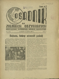 Osadnik na Ziemiach Odzyskanych : dwutygodnik poświęcony sprawom osadnictwa. R. 2, nr 6=16 (25 marca 1947)