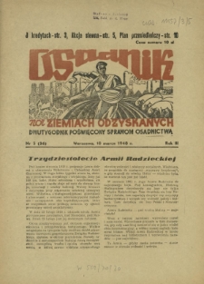 Osadnik na Ziemiach Odzyskanych : dwutygodnik poświęcony sprawom osadnictwa. R. 3, nr 5=36 (10 marca 1948)