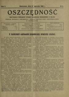 Oszczędność : dwutygodnik poświęcony sprawie organizacji oszczędności w Polsce. R. 5, nr 2 (31 stycznia 1929)
