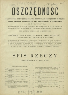 Oszczędność : dwutygodnik poświęcony sprawie organizacji oszczędności w Polsce. Spis rzeczy drukowanych w R. 10 (1934)