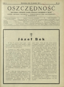 Oszczędność : dwutygodnik poświęcony sprawie organizacji oszczędności w Polsce. R. 7, nr 23 (15 grudnia 1931)