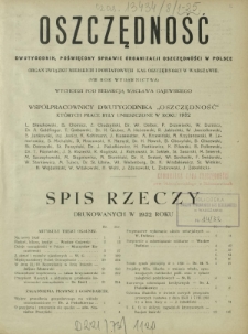Oszczędność : dwutygodnik poświęcony sprawie organizacji oszczędności w Polsce. Spis rzeczy drukowanych w R. 8 (1932)