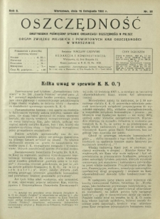 Oszczędność : dwutygodnik poświęcony sprawie organizacji oszczędności w Polsce. R. 8, nr 22 (15 listopada 1932)