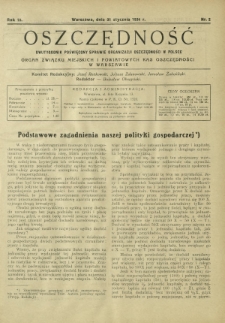 Oszczędność : dwutygodnik poświęcony sprawie organizacji oszczędności w Polsce. R. 10, nr 2 (31 stycznia 1934)