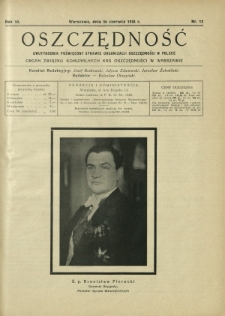 Oszczędność : dwutygodnik poświęcony sprawie organizacji oszczędności w Polsce. R. 10, nr 12 (30 czerwca 1934)