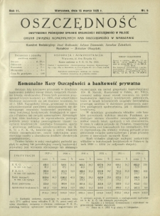 Oszczędność : dwutygodnik poświęcony sprawie organizacji oszczędności w Polsce. R. 11, nr 5 (15 marca 1935)