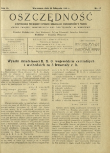 Oszczędność : dwutygodnik poświęcony sprawie organizacji oszczędności w Polsce. R. 11, nr 22 (30 listopada 1935)