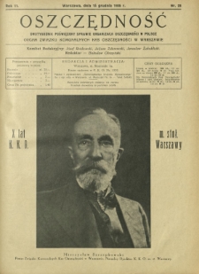 Oszczędność : dwutygodnik poświęcony sprawie organizacji oszczędności w Polsce. R. 11, nr 23 (15 grudnia 1935)