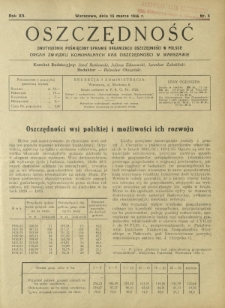 Oszczędność : dwutygodnik poświęcony sprawie organizacji oszczędności w Polsce. R. 12, nr 5 (15 marca 1936)