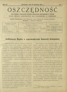 Oszczędność : dwutygodnik poświęcony sprawie organizacji oszczędności w Polsce. R. 12, nr 8 (30 kwietnia 1936)