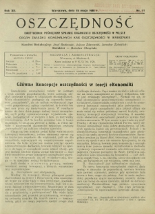 Oszczędność : dwutygodnik poświęcony sprawie organizacji oszczędności w Polsce. R. 12, nr 11 (15 maja 1936)