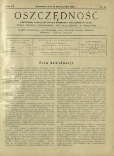Oszczędność : dwutygodnik poświęcony sprawie organizacji oszczędności w Polsce. R. 12, nr 19 (15 października 1936)