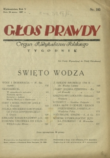 Głos Prawdy : organ radykalizmu polskiego. R. 5, Nr185 (19 marca 1927)