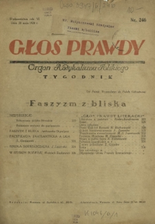Głos Prawdy : organ radykalizmu polskiego. R. 6, Nr 246 (20 maja 1928)
