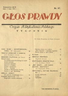 Głos Prawdy : organ radykalizmu polskiego. R. 3, Nr 87 (9 maja 1925)