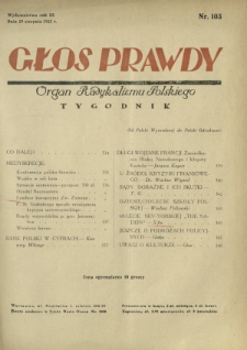 Głos Prawdy : organ radykalizmu polskiego. R. 3, Nr 103 (29 sierpnia 1925)