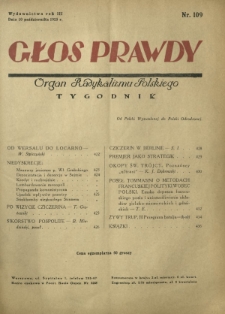 Głos Prawdy : organ radykalizmu polskiego. R. 3, Nr 109 (10 października 1925)