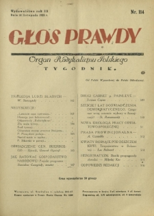 Głos Prawdy : organ radykalizmu polskiego. R. 3, Nr 114 (14 listopada 1925)