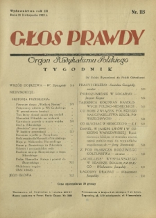 Głos Prawdy : organ radykalizmu polskiego. R. 3, Nr 115 (21 listopada 1925)
