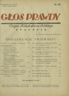 Głos Prawdy : organ radykalizmu polskiego. R. 4, Nr 147 (12 czerwca 1926)