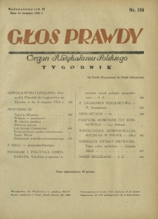 Głos Prawdy : organ radykalizmu polskiego. R. 4, Nr 154 (14 sierpnia 1926)