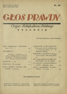Głos Prawdy : organ radykalizmu polskiego. R. 4, Nr 162 (9 października 1926)