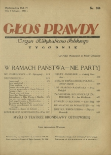 Głos Prawdy : organ radykalizmu polskiego. R. 4, Nr 166 (7 listopada 1926)