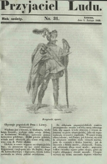 Przyjaciel Ludu : czyli tygodnik potrzebnych i pożytecznych wiadomości. R. 6, No 31 (1 lutego 1840)
