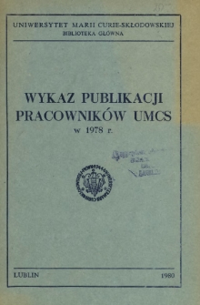 Wykaz Publikacji Pracowników UMCS w 1978 r.