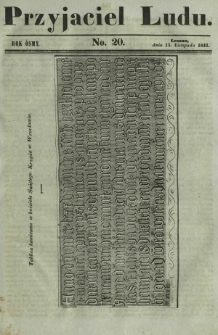 Przyjaciel Ludu : czyli tygodnik potrzebnych i pożytecznych wiadomości. R. 8, No 20 (13 listopada 1841)