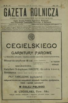 Gazeta Rolnicza : pismo tygodniowe ilustrowane. R. 62, nr 33-34 (25 sierpnia 1922)