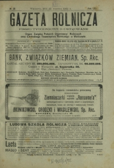 Gazeta Rolnicza : pismo tygodniowe ilustrowane. R. 62, nr 38 (22 września 1922)
