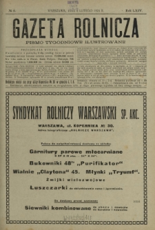 Gazeta Rolnicza : pismo tygodniowe ilustrowane. R. 64, nr 6 (8 lutego 1924)