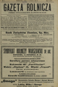 Gazeta Rolnicza : pismo tygodniowe ilustrowane. R. 64, nr 7 (15 lutego 1924)