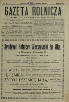 Gazeta Rolnicza : pismo tygodniowe ilustrowane. R. 64, nr 10 (7 marca 1924)