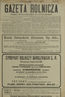 Gazeta Rolnicza : pismo tygodniowe ilustrowane. R. 64, nr 11 (14 marca 1924)