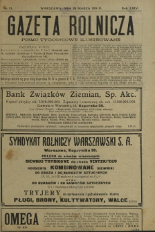 Gazeta Rolnicza : pismo tygodniowe ilustrowane. R. 64, nr 13 (28 marca 1924)