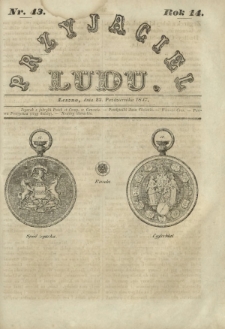 Przyjaciel Ludu : czyli tygodnik potrzebnych i pożytecznych wiadomości. R.14, Nr 43 (23 października 1847)