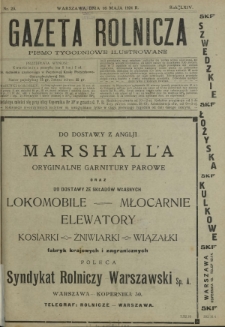 Gazeta Rolnicza : pismo tygodniowe ilustrowane. R. 64, nr 20 (16 maja 1924)