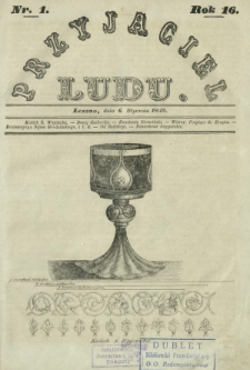 Przyjaciel Ludu : czyli tygodnik potrzebnych i pożytecznych wiadomości. R. 16, Nr 1 (6 stycznia 1849)